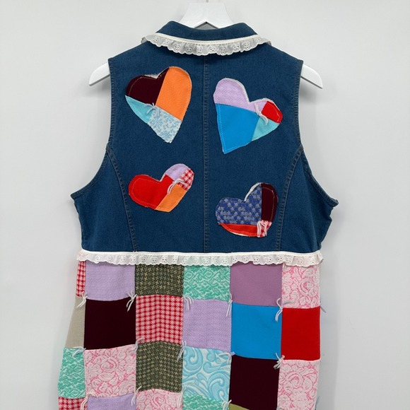 Vintage Quilted Patchwork Vest Top Shirt Size 3X Double Knit Upcycled Boho Artsy - Picture 7 of 11
